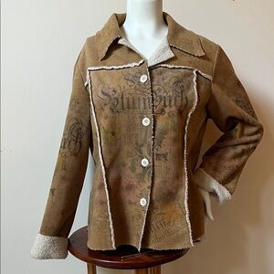 Db Sport Brown Shearling lined Women's Jacket vintage unique Yellowstone style